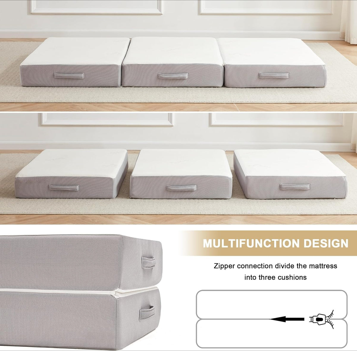 Tri‑Fold Memory Foam Twin Floor Mattress