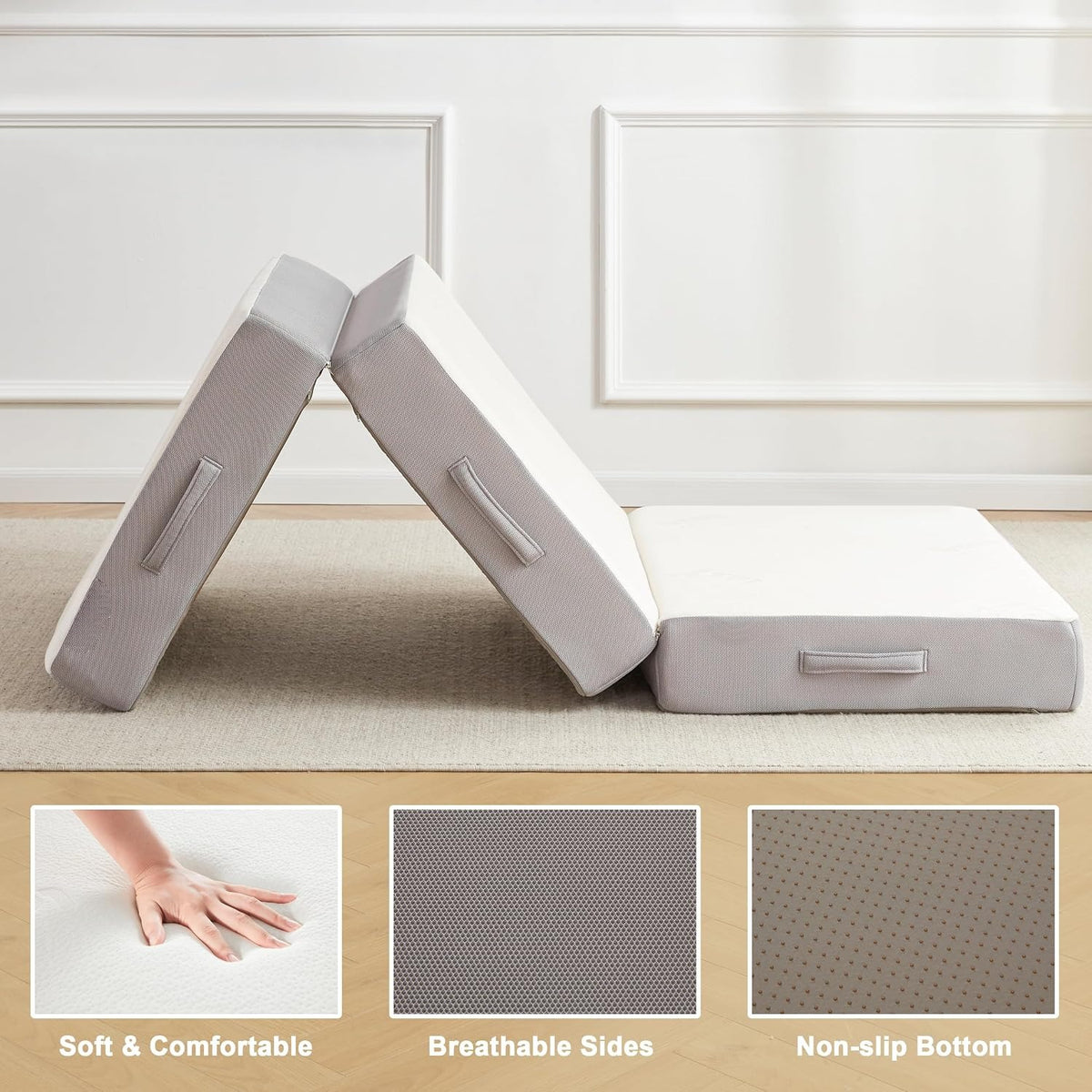 Tri‑Fold Memory Foam Twin Floor Mattress