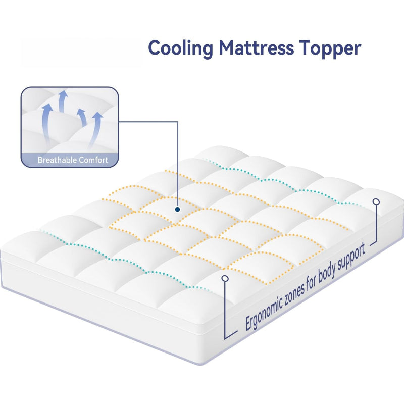 Plush Breathable Queen Mattress Topper Pad