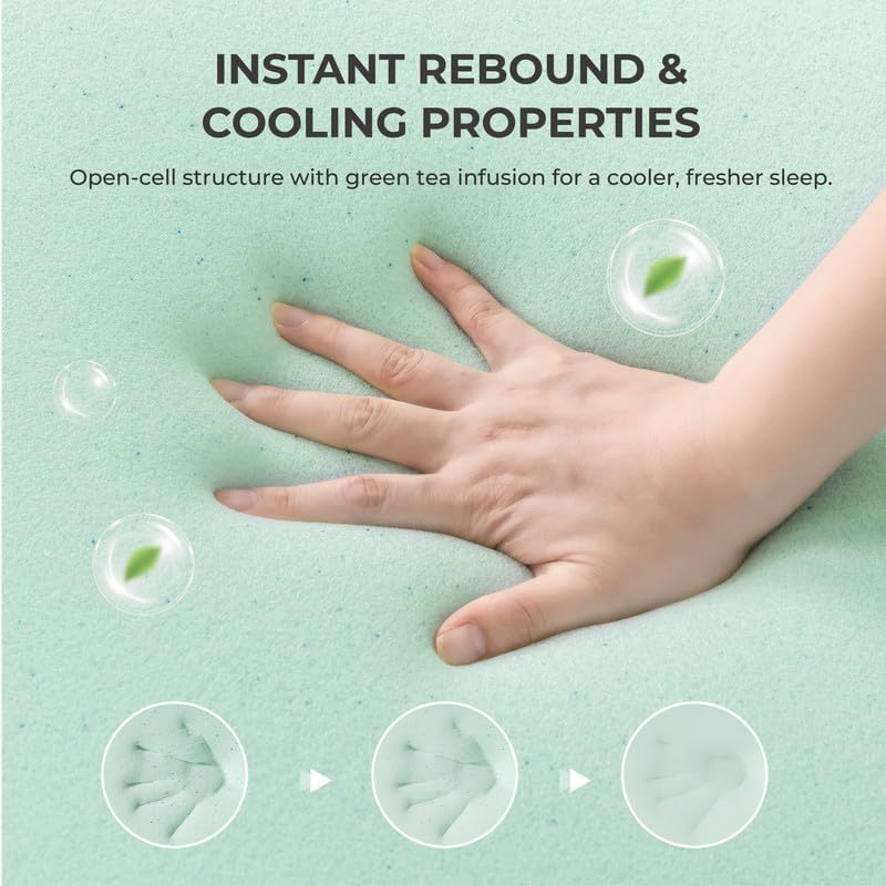 Green‑Tea Memory Foam Queen Mattress