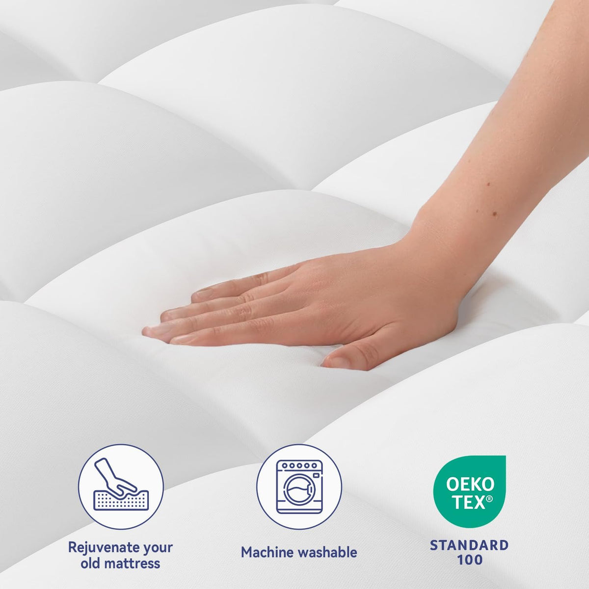 Plush Breathable Queen Mattress Topper Pad