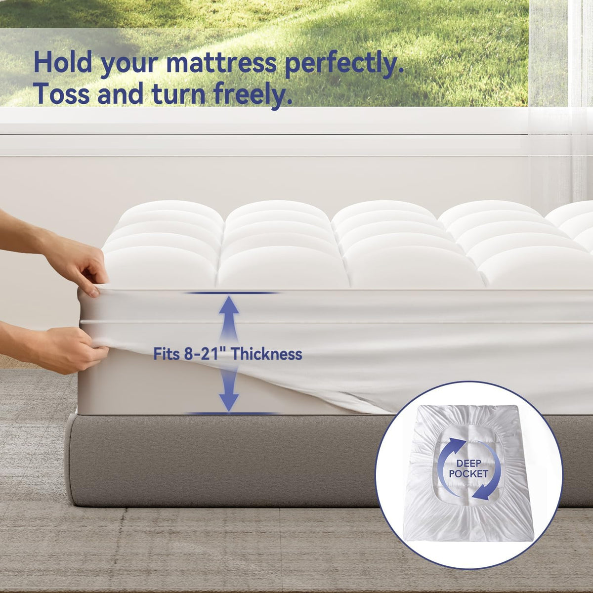Plush Breathable Queen Mattress Topper Pad