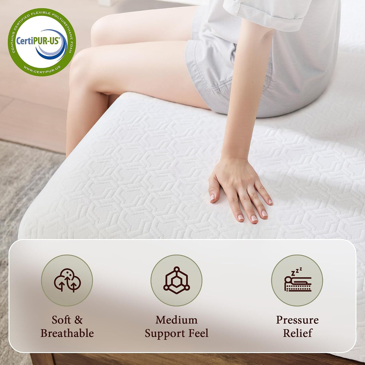 Tri‑Fold Memory Foam Queen Floor Mattress