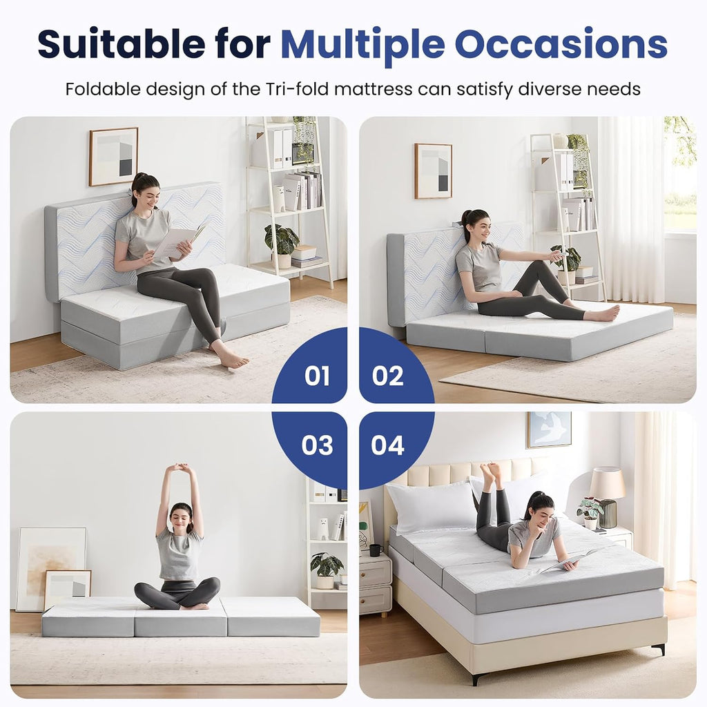 Foldable Memory Foam Full‑Size Floor Mattress