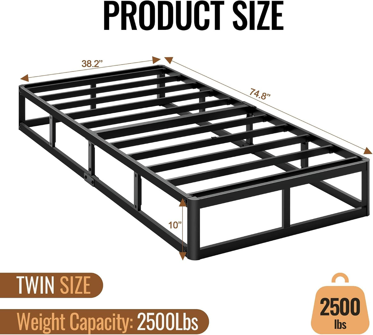 Heavy‑Duty Metal Twin Mattress Foundation Base
