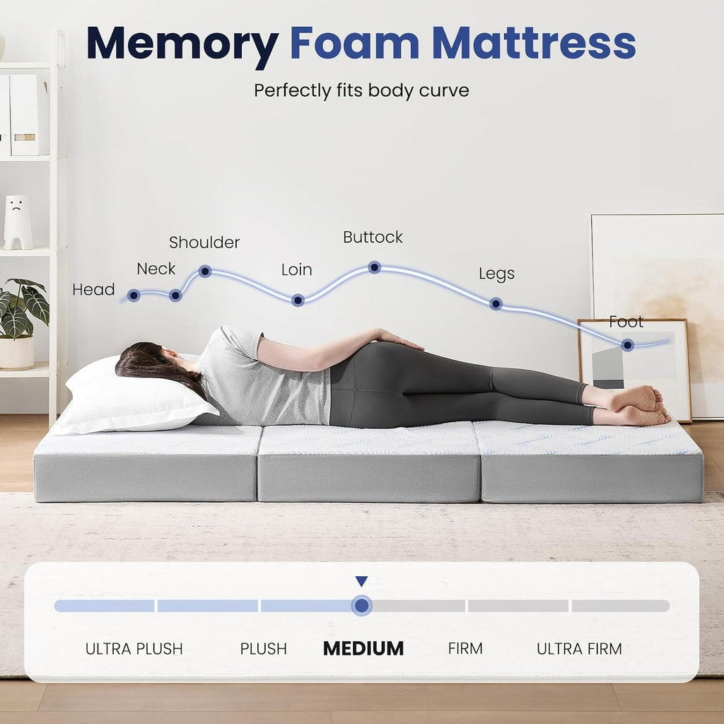 Foldable Memory Foam Full‑Size Floor Mattress