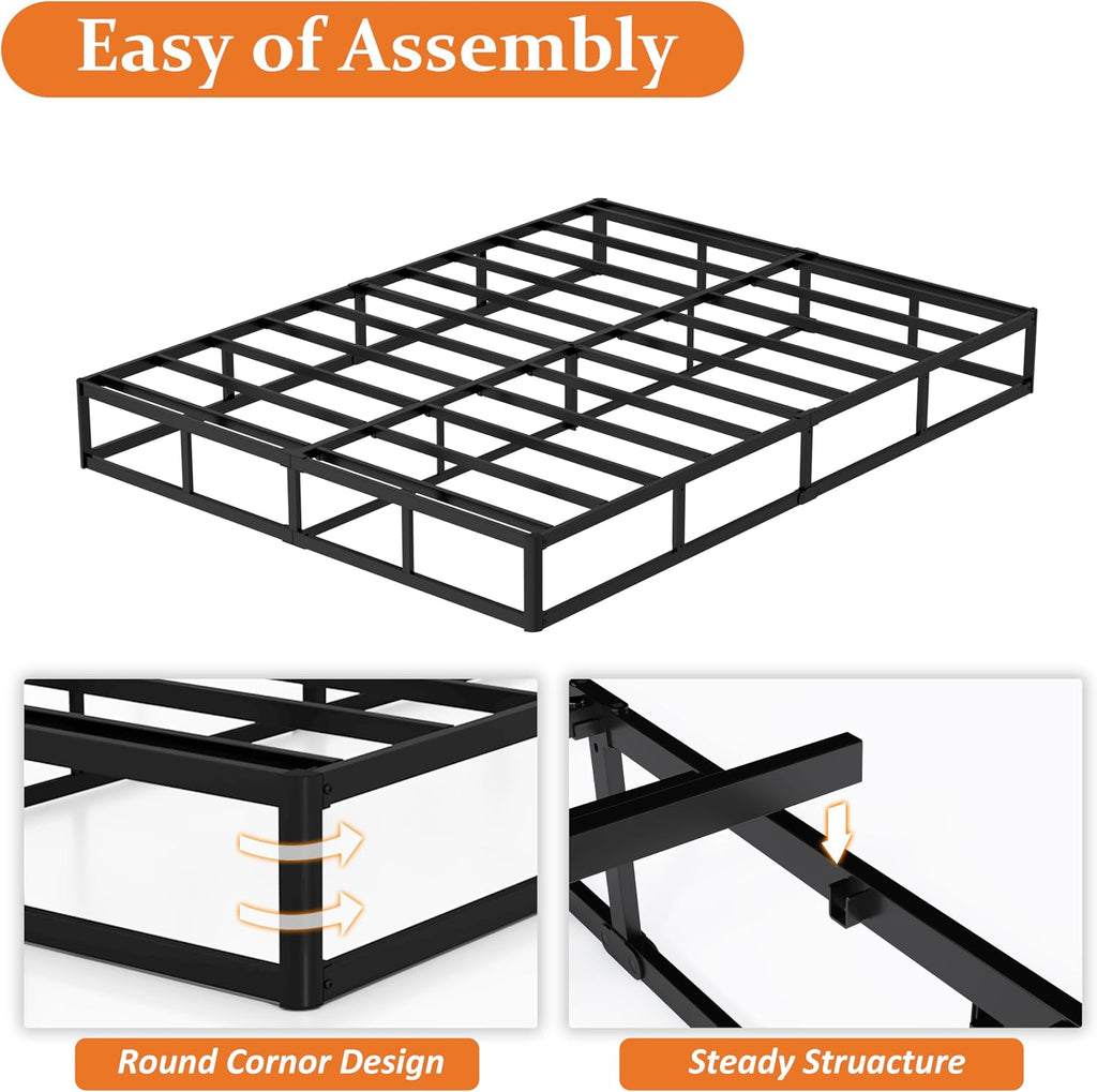 Heavy‑Duty Metal Queen Mattress Foundation Base