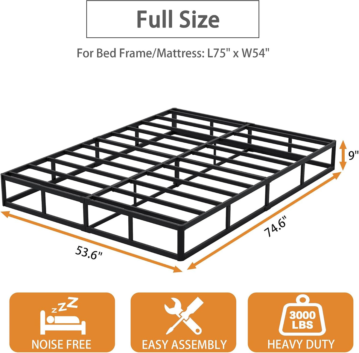 Heavy‑Duty Metal Full Mattress Foundation Base