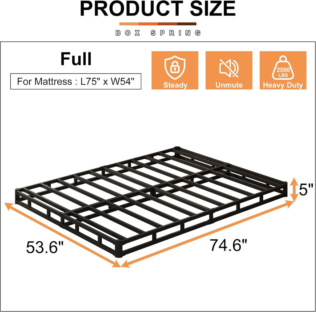 Low‑Profile Metal Full Mattress Foundation Base