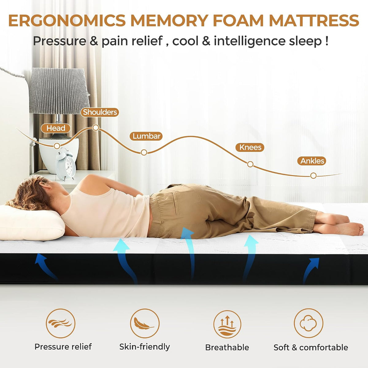 Tri‑Fold Memory Foam Twin Floor Mattress
