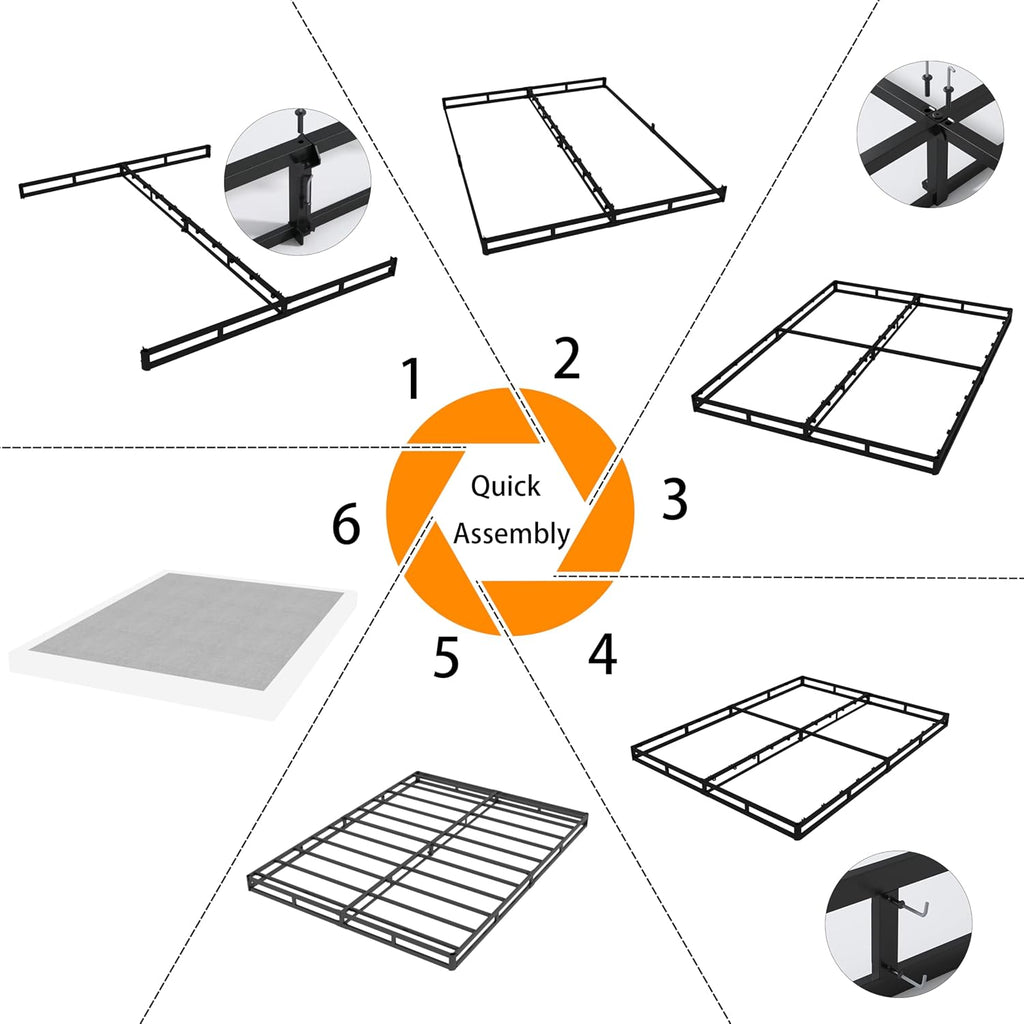 Heavy‑Duty Metal Full Mattress Foundation Base