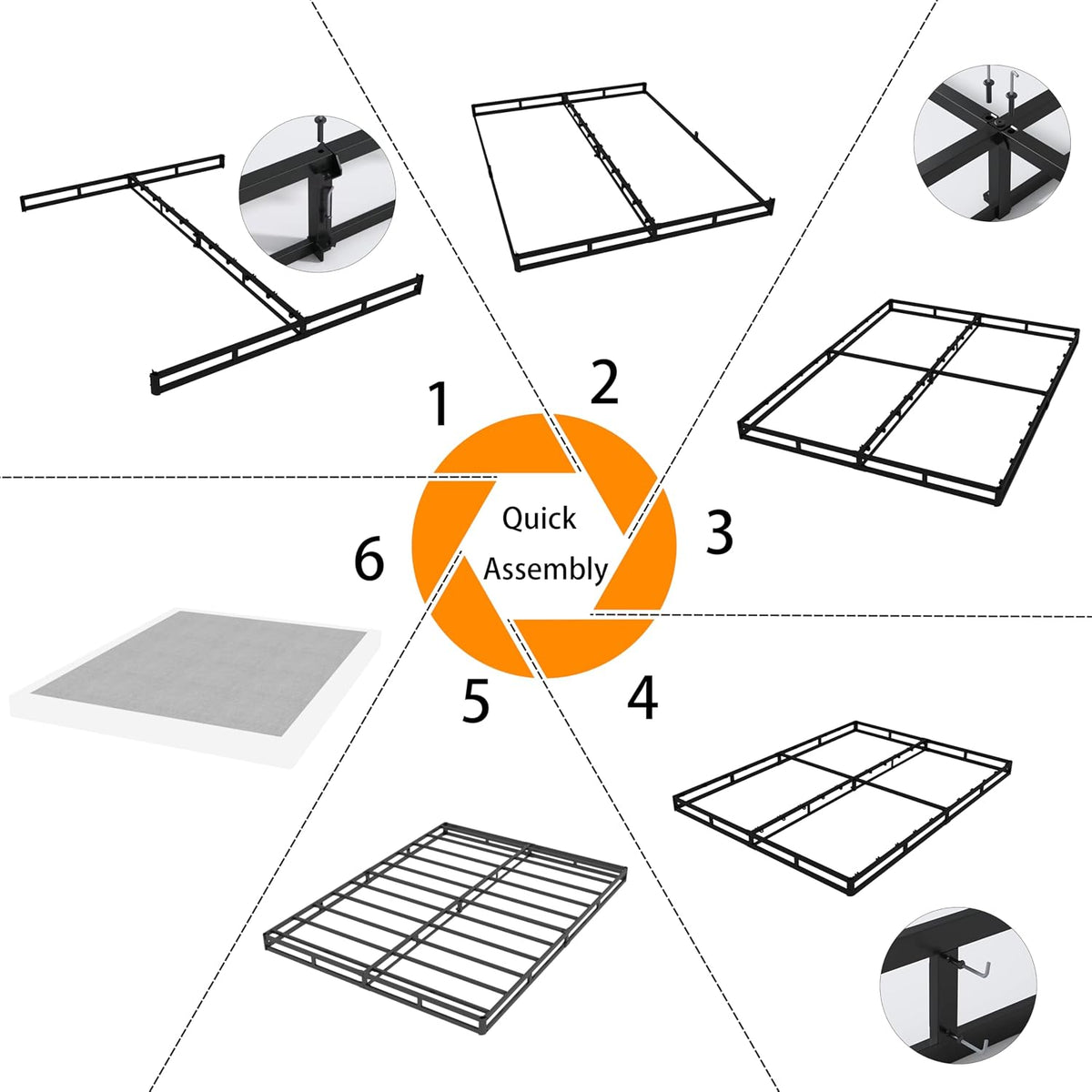 Heavy‑Duty Metal Full Mattress Foundation Base