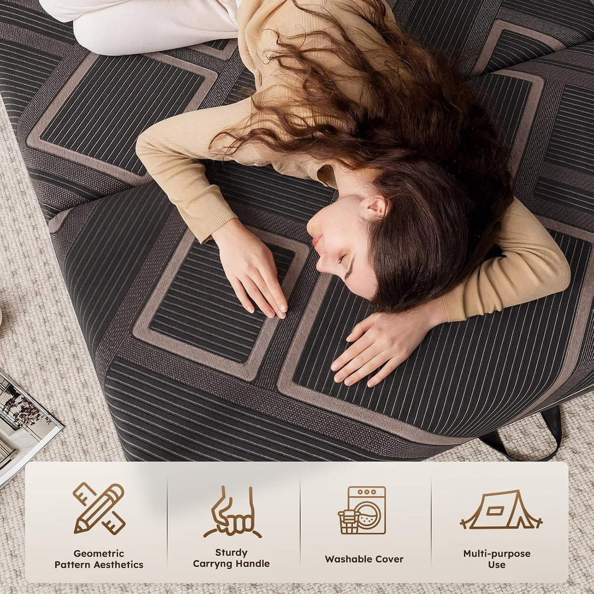 Tri‑Fold Memory Foam Queen Floor Mattress