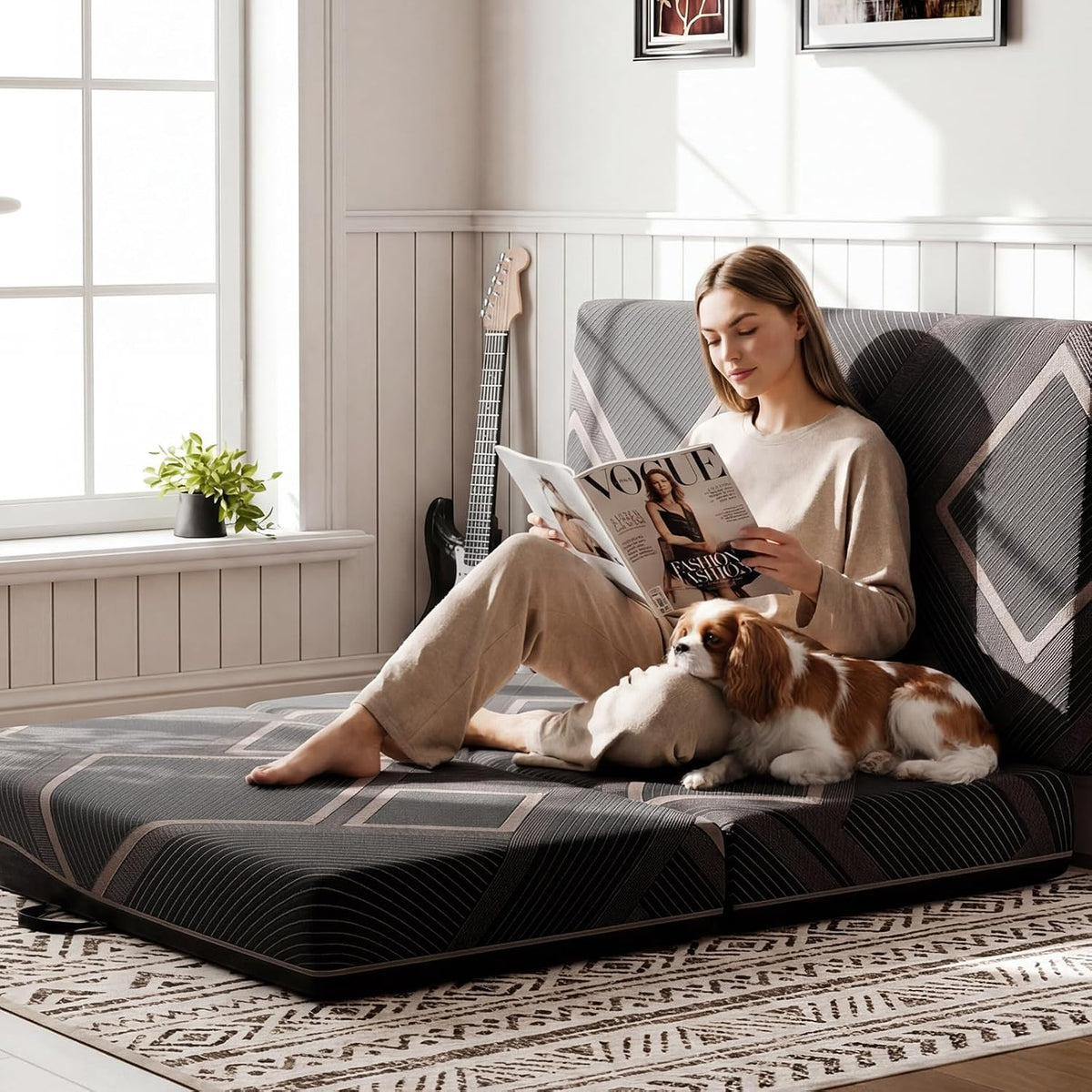 Tri‑Fold Memory Foam Queen Floor Mattress
