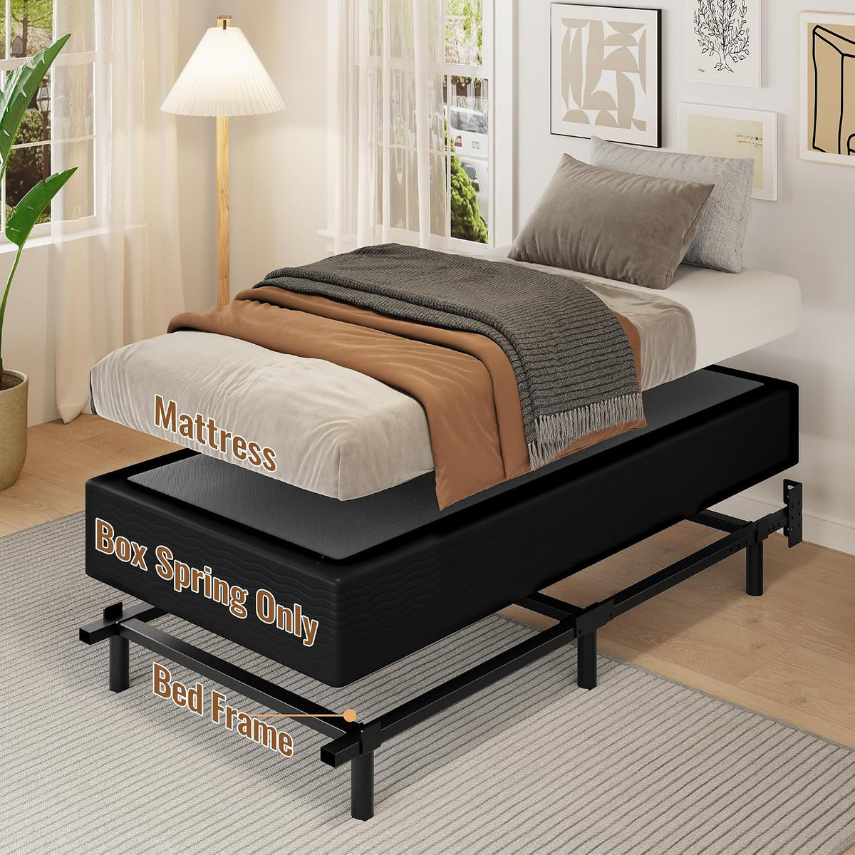Heavy‑Duty Metal Twin Mattress Foundation Base