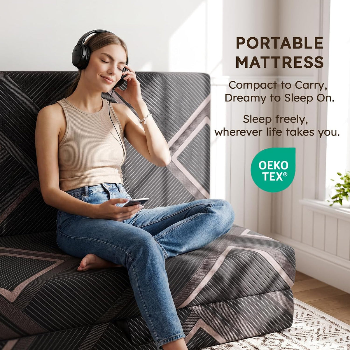 Tri‑Fold Memory Foam Queen Floor Mattress