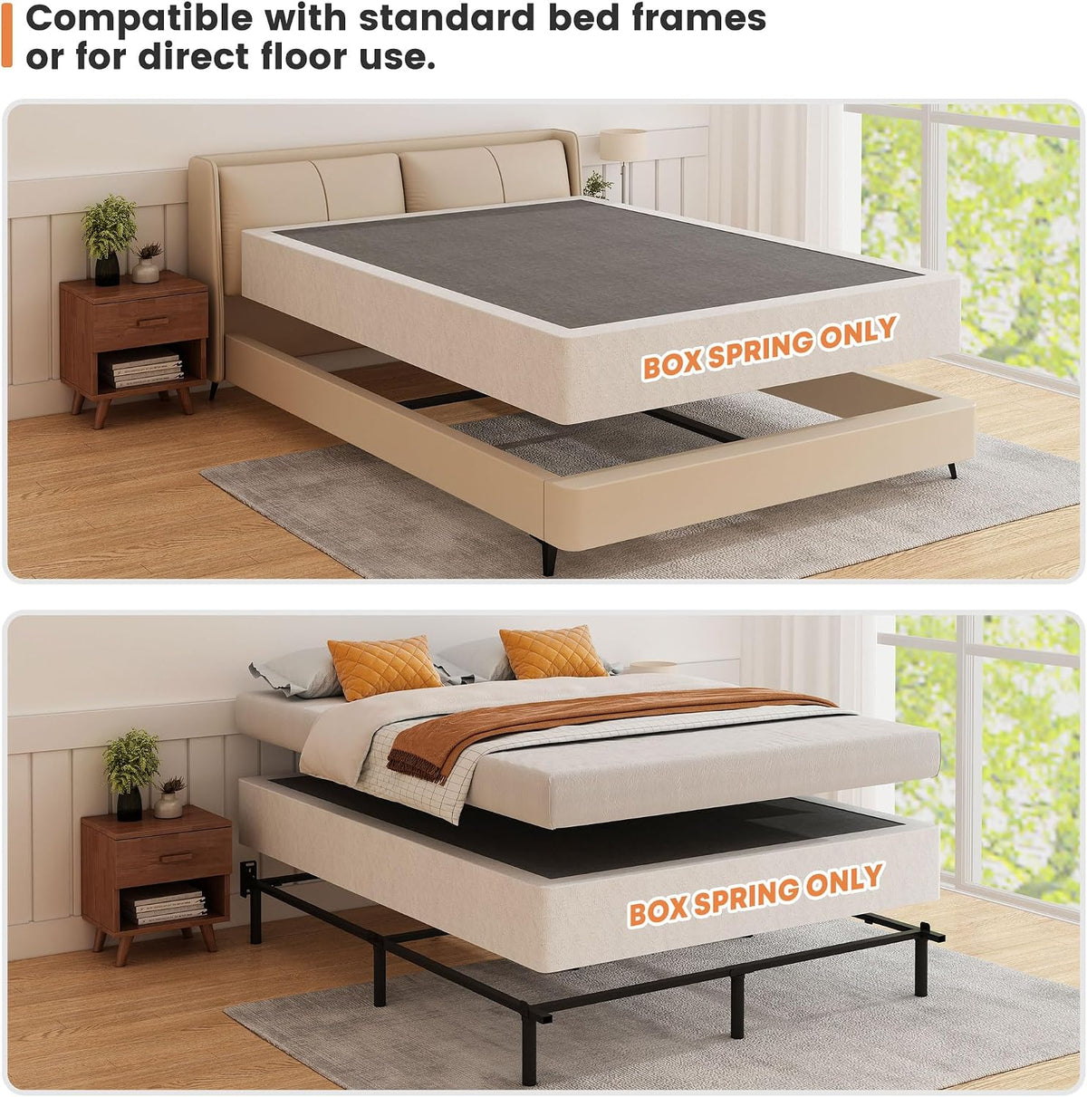 Heavy‑Duty Metal Queen Box Spring Foundation