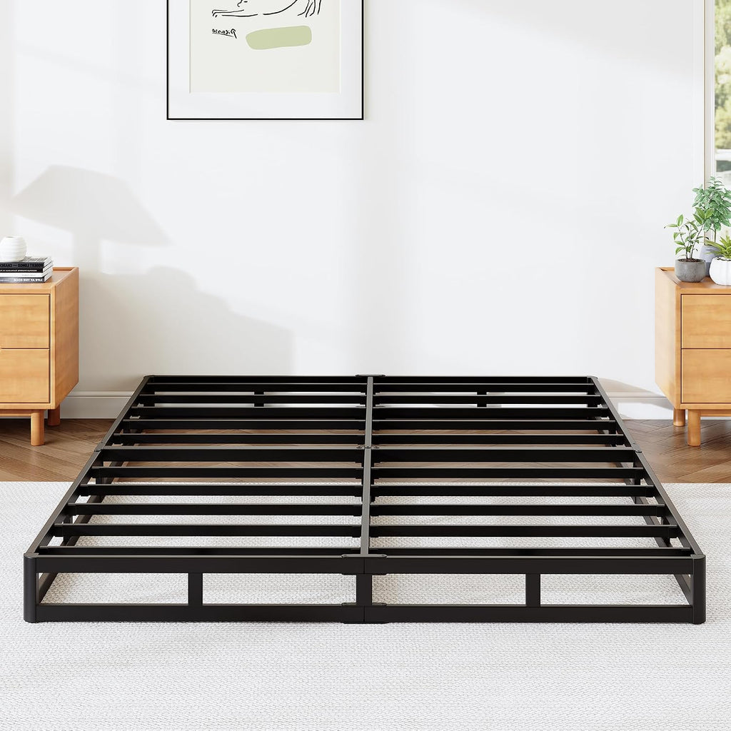 Low‑Profile Metal Queen Bed Foundation Base