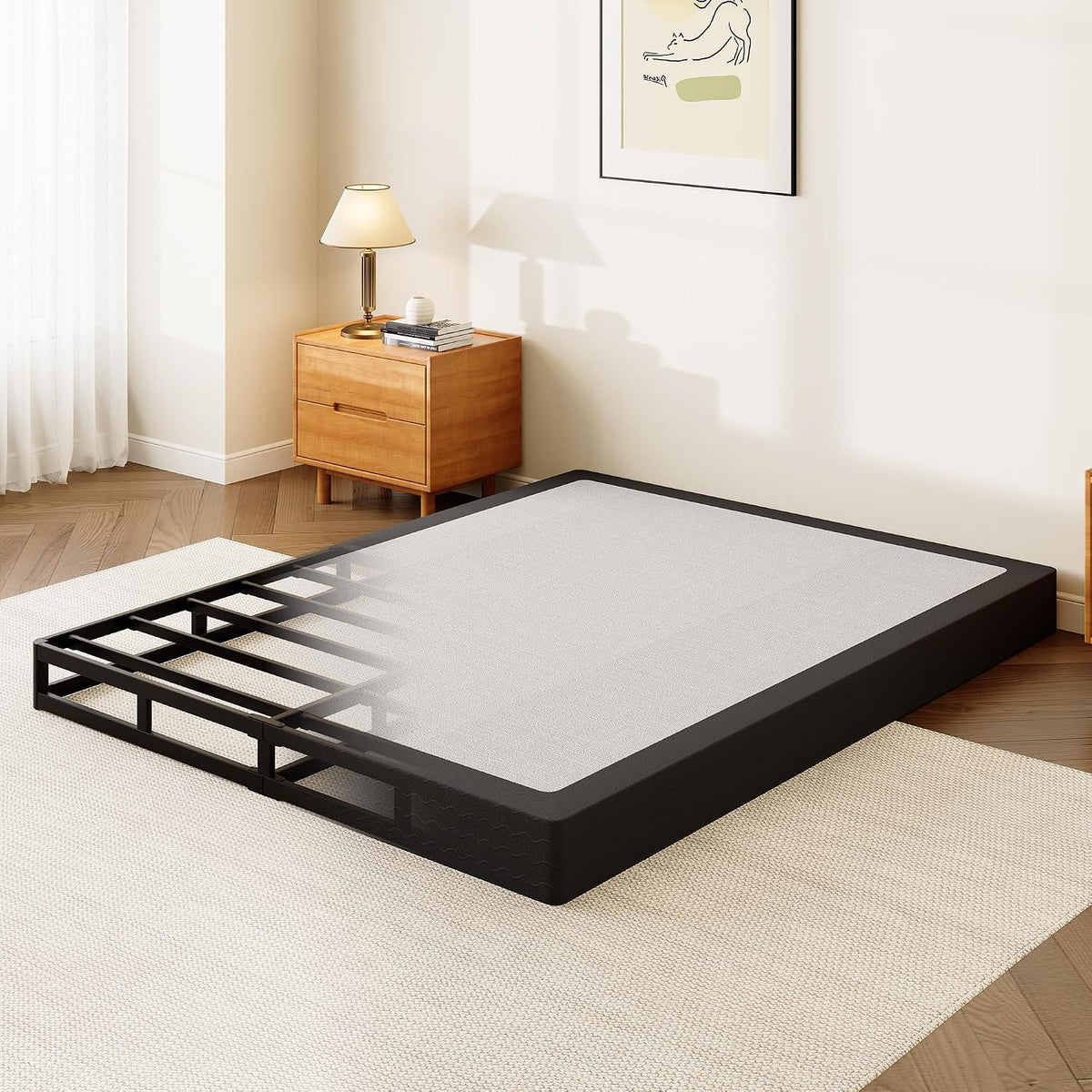 Low‑Profile Metal Queen Bed Foundation Base