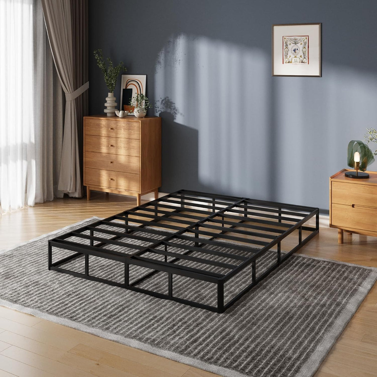 Heavy‑Duty Metal Queen Mattress Foundation Base