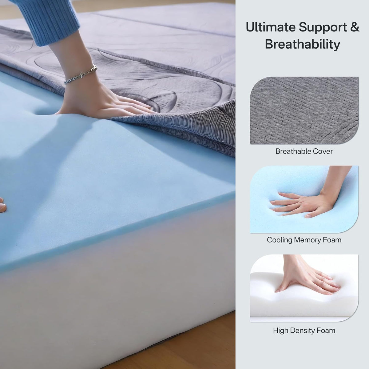 Tri‑Fold Memory Foam Full Floor Mattress