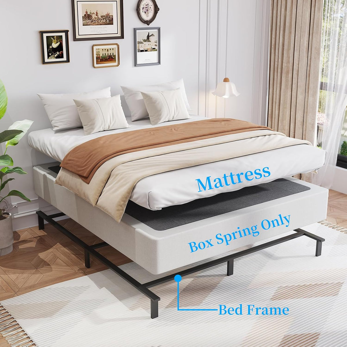 Heavy‑Duty Metal King Bed Foundation Base