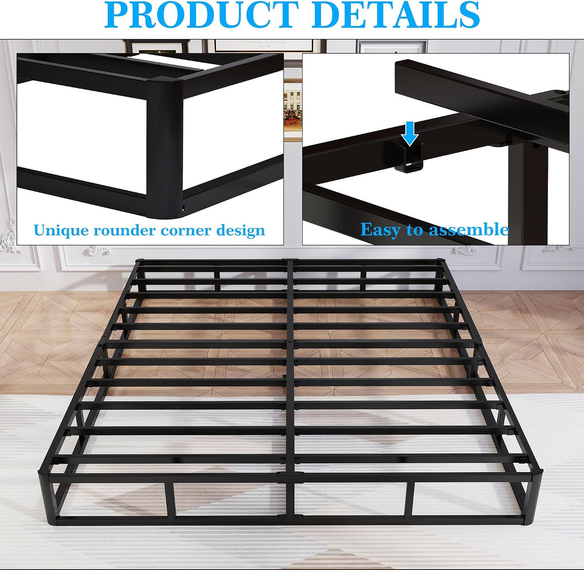 Heavy‑Duty Metal King Bed Foundation Base