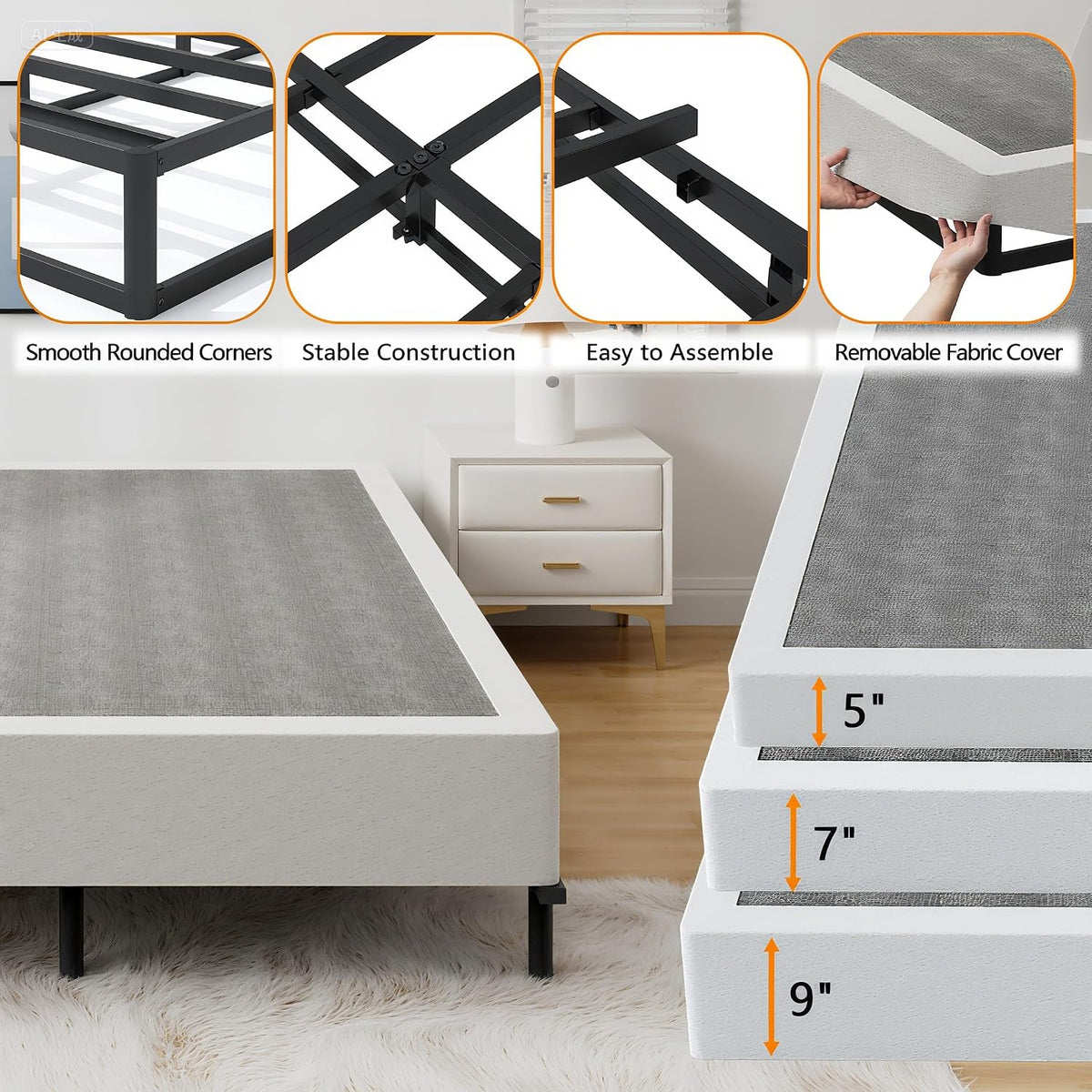 Heavy‑Duty Metal Full Mattress Foundation Base