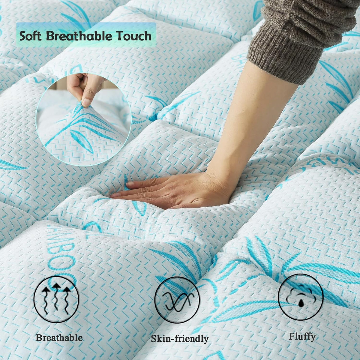 Bamboo Memory Foam Queen Mattress Topper