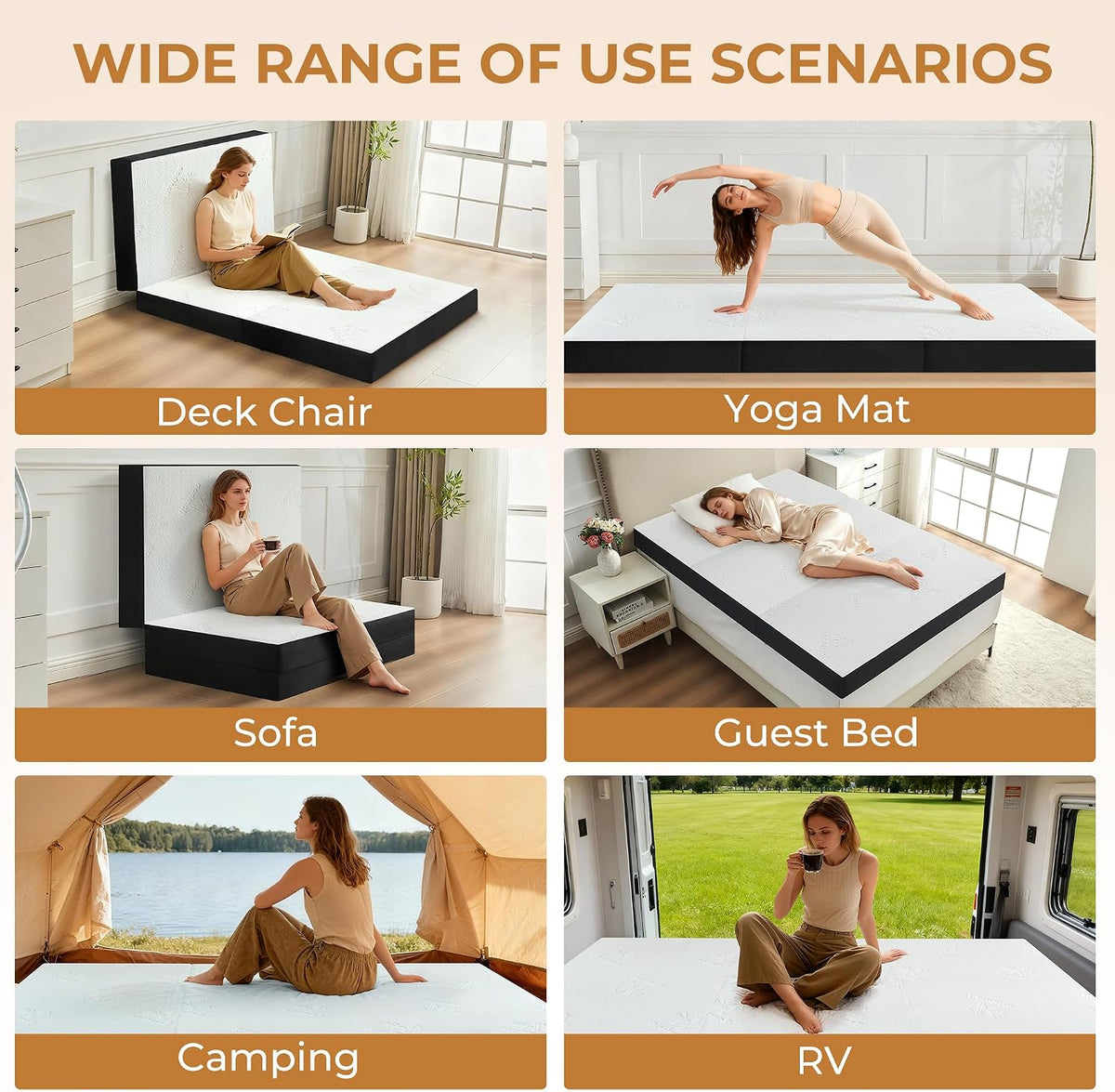 Tri‑Fold Memory Foam Twin Floor Mattress
