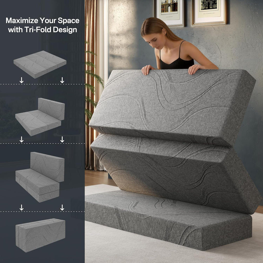 Tri‑Fold Memory Foam Full Floor Mattress