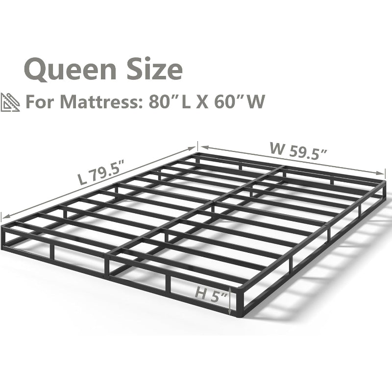 Low‑Profile Metal Queen Mattress Foundation Base
